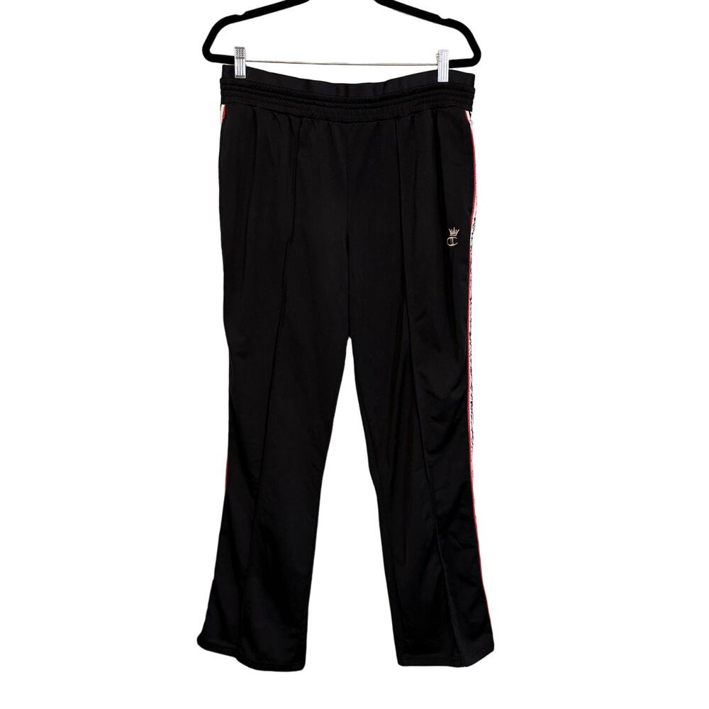 Champion Track Pants Sze XL Black Ankle Zip Side Logo Stripe Athletic Active Gym